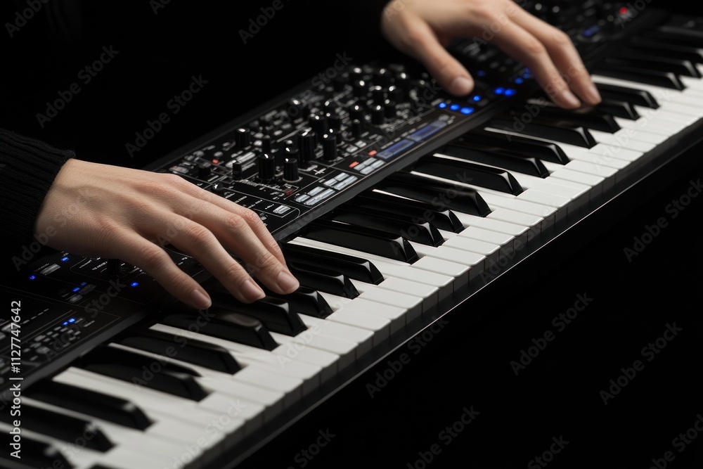 Poster Close-up of hands playing a keyboard.