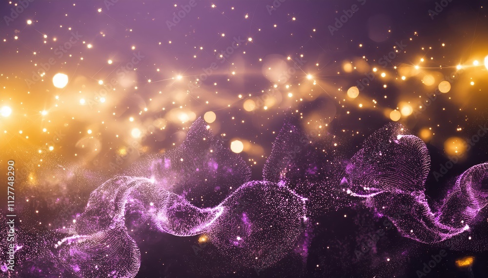 Poster abstract purple sparkle particles background - a mesmerizing visual of shimmering purple particles f
