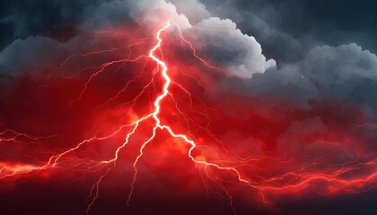 Abstract Red Lightning Cloud Background Banner - A striking visual representation featuring electrifying red lightning against a dramatic cloud backdrop, perfect for creative projects and