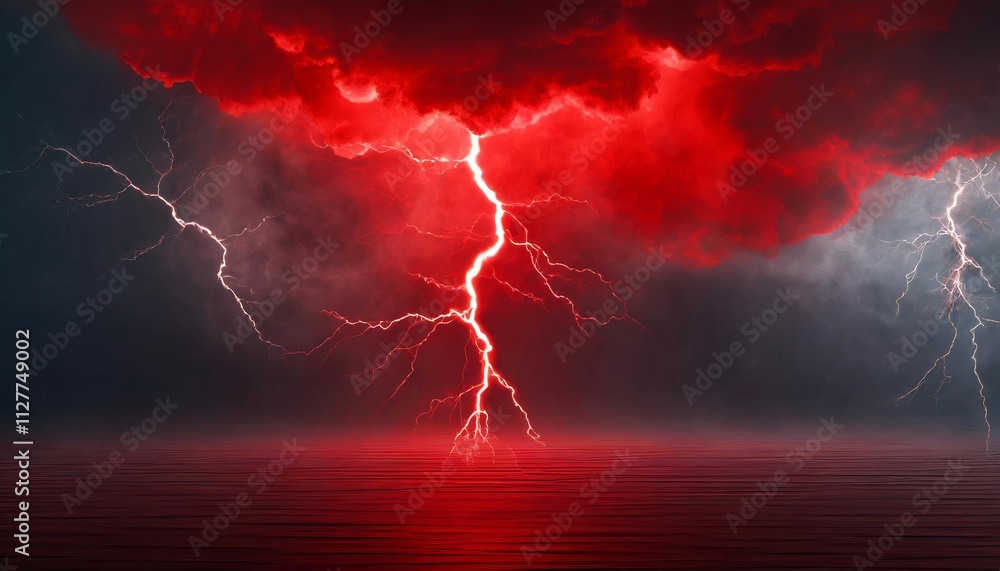 Poster abstract red lightning cloud background banner - a stunning visual representation of vibrant red lig