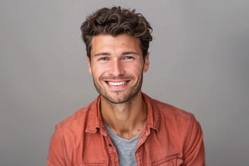 Obraz premium a young Caucasian teen in neat attire on a white gray background captures a blend of professionalism and casual confidence.