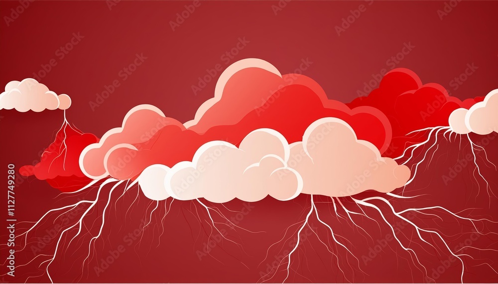 Poster stunning abstract red lightning cloud background banner - a vibrant and dynamic display of energy an