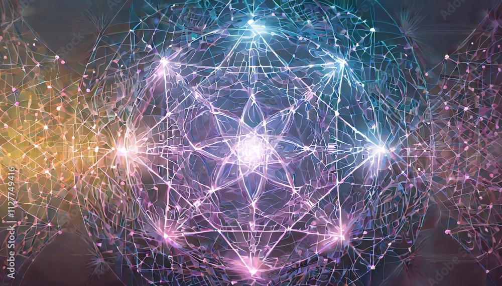 Poster abstract sacred geometry: a stunning representation of cosmic energy and universal patterns in a vib