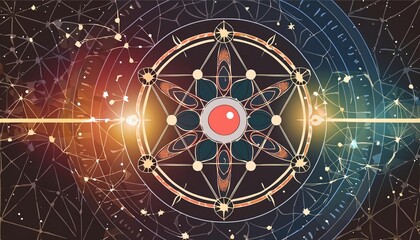 Abstract Sacred Geometry: A Cosmic Energy Exploration Through Vibrant Patterns and Harmonious Shapes Unveiling the Mystical Connections of the Universe in a Captivating Visual Experience