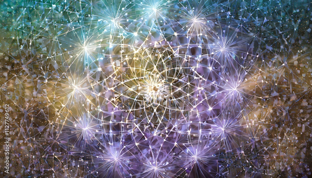 Poster exploring abstract sacred geometry: a visual journey through cosmic energy and spiritual patterns in