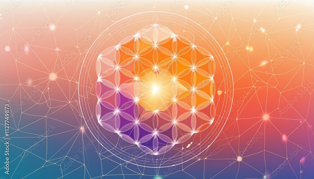 Poster abstract sacred geometry: a visual exploration of cosmic energy patterns and spiritual connection in
