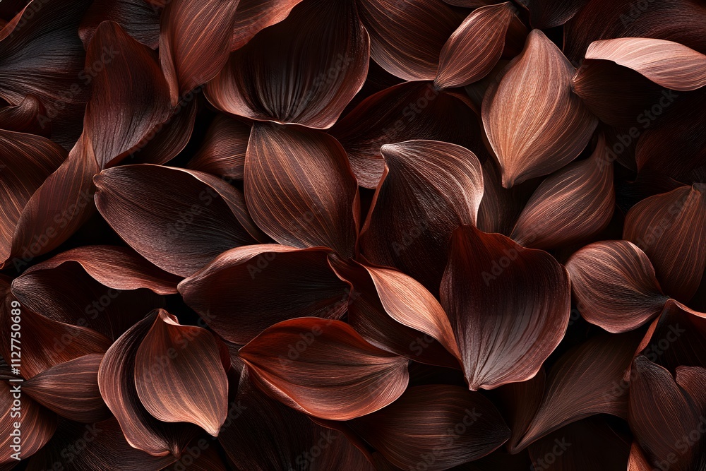 Poster a close-up of overlapping, rich brown petals creating a textured and organic pattern.