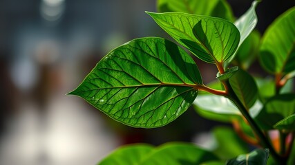 Obraz premium Lush Green Plant, Detailed Photo, Nature, Botanical, Close-up, Vibrant Colors, Sharp Focus, Fresh Growth, Healthy Foliage