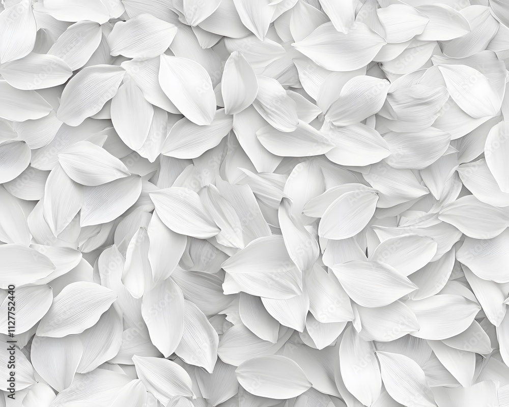 Poster a close-up of scattered white petals, creating a soft and serene texture.