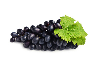 Sweet black grapes on white background