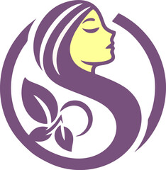 logo of a beautiful woman with long hair 