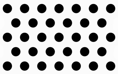 black polka dots on white background