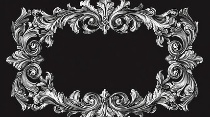 Vintage baroque frame. old engraving. retro ornament pattern in antique rococo style decorative. Rococo. Illustration