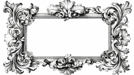 Vintage baroque frame. old engraving. retro ornament pattern in antique rococo style decorative. Rococo. Illustration