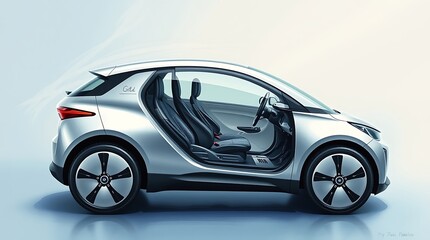 Cutaway view of electric car showcasing lithium-ion battery technology for efficient energy use.