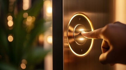 Black woman entering apartment code, close-up on electronic doorphone, urban setting