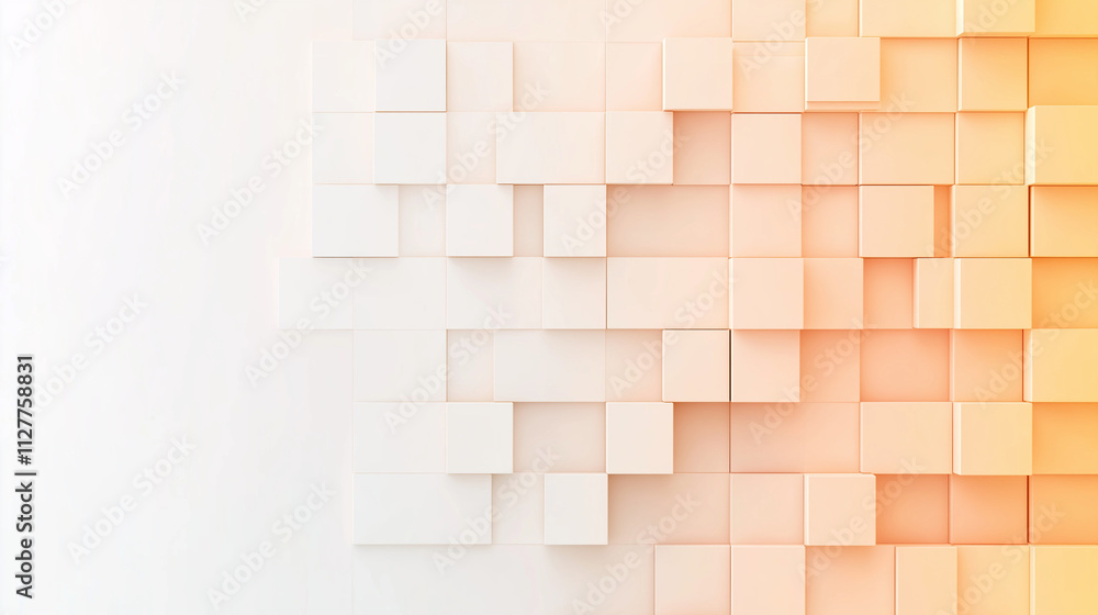 Poster abstract cube gradient: a minimalist and modern design featuring a gradient of white and orange cube