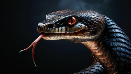 Obraz premium Majestic Black Snake with Striking Red Eyes