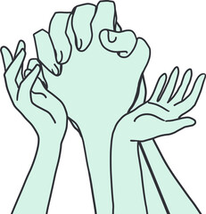 Open to Receive and Offering Prayer Hands Vector. Perfect for conveying themes of hope, spirituality, and divine light. Ideal for religious materials, inspirational designs, and Christian faith.