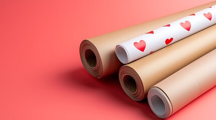 Fototapeta premium Valentine's day creative background with heart patterns for crafts and romantic settings