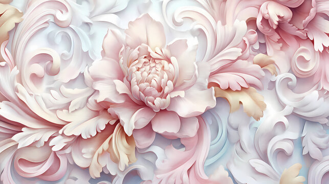 Rococo and baroque style blend with pastel colors. Rococo. Illustration