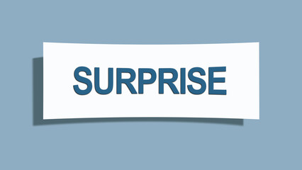 Surprise. A card isolated on blue background.
