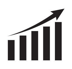 Growth bar chart, Growing graph vector, Business chart with arrow, Profit growing icon, Growth success icon vector.