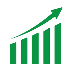 Growth bar chart, Growing graph vector, Business chart with arrow, Profit growing icon, Growth success icon vector.