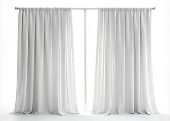 Minimalist White Curtains, Isolated Fabric Drapes, Clean Background, Studio Photography, Clipping Path, Sheer Curtains, Window Treatment, Home Decor, Interior Design, Textile Photography