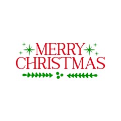 Merry Christmas typography clip art design on plain white transparent isolated background for card, shirt, hoodie, sweatshirt, apparel, card, tag, mug, icon, poster or badge