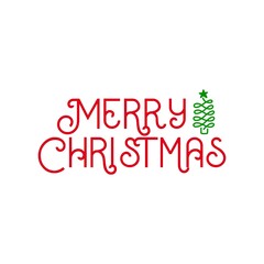 Merry Christmas typography clip art design on plain white transparent isolated background for card, shirt, hoodie, sweatshirt, apparel, card, tag, mug, icon, poster or badge