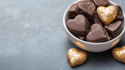 Heart-shaped chocolates in a bowl a cozy valentine's day kitchen setting for sweet treats