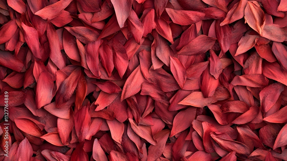 Poster a close-up of vibrant red petals scattered across a surface, creating a textured backdrop.