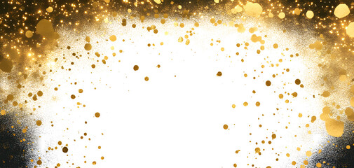 Gold sparkle luxury splatter border,Gold Foil Frame Gold stroke Gold on transparent background.