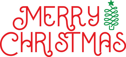 Merry Christmas typography clip art design on plain white transparent isolated background for card, shirt, hoodie, sweatshirt, apparel, card, tag, mug, icon, poster or badge