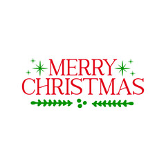 Merry Christmas typography clip art design on plain white transparent isolated background for card, shirt, hoodie, sweatshirt, apparel, card, tag, mug, icon, poster or badge