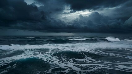 Naklejka premium Stormy Sea with Dark Clouds