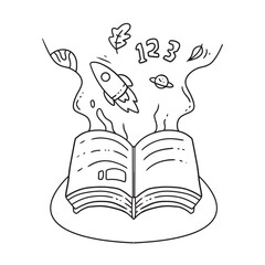 Back to school doodle elements. Vector illustration in line