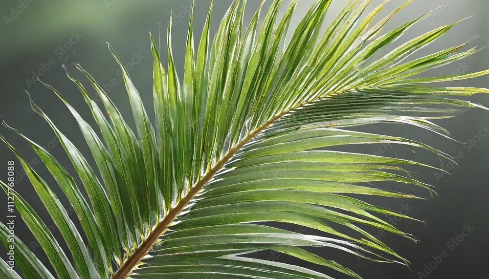 Poster stunning and photorealistic close-up of a palm leaf on a transparent background, showcasing intricat