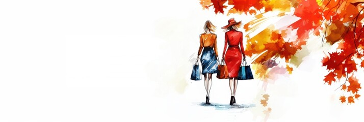 Fall shopping sales season poster background template.