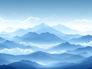 Obraz premium Serene Blue Mountain Range Under a Calm Sky