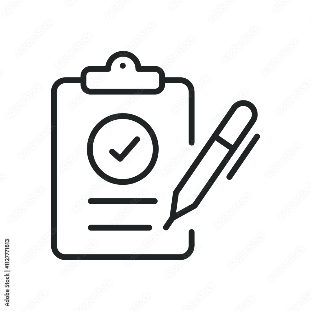 Poster validation thin line icons. editable stroke and perfect pixel on transparent background