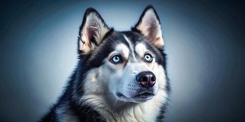 Obraz premium Siberian Husky Night Portrait: Guilty Eyes, Intrigued Gaze, White Background
