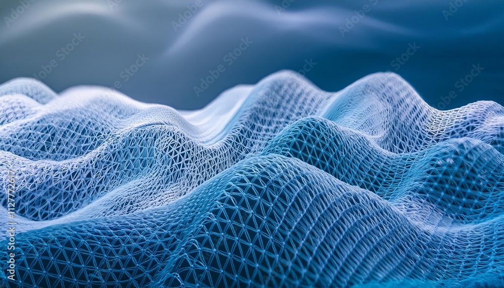 Poster big data field of interlaced strings: a stunning illustration of wavy cyberspace representing the dy