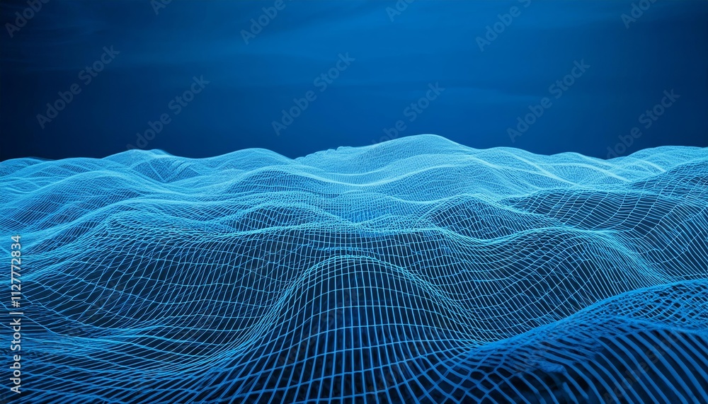 Poster Big Data Field of Interlaced Strings: An Illustrative Representation of Wavy Cyberspace, Capturing the Essence of Data Flow and Connectivity in the Digital Age