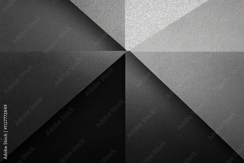 Poster black and white geometric abstract background with triangles and textured grayscale design