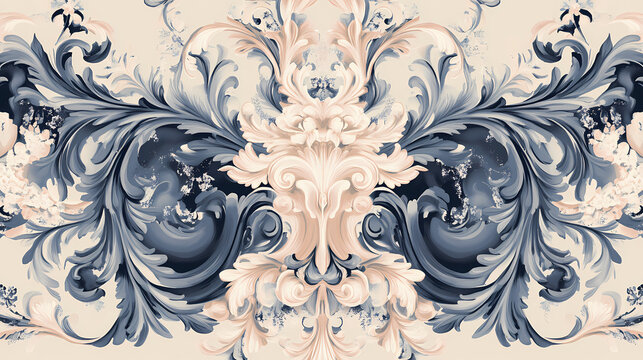 An elegant and beautiful decorative design with elements from the rococo era. the design is suitable for a cover, fabric, textile, or wrapping paper. Rococo. Illustration