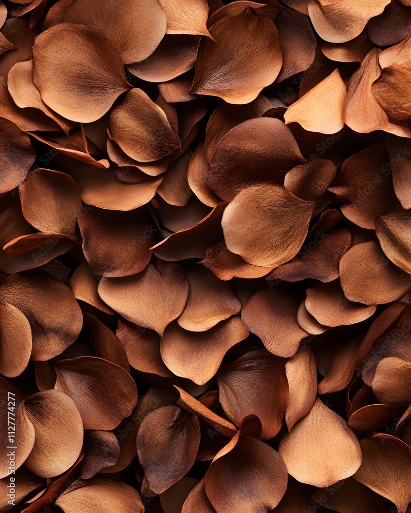 Poster a close-up view of overlapping brown petals, creating a textured and natural aesthetic.