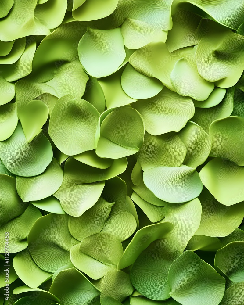 Poster a close-up view of overlapping green leaves or petals, creating a textured, natural pattern.