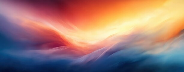 Abstract Vibrant Landscape with Soft Brush Strokes and Blue Orange Gradients